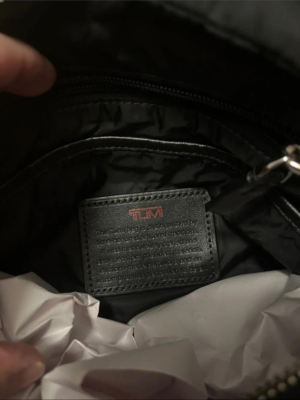 Tumi Black Nylon Crossbody Bag with Red Accent